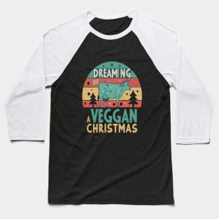 Cute Cow I'm Dreaming of a Vegan Christmas Funny Men Women Baseball T-Shirt